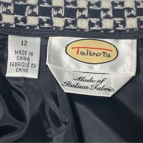 Vintage Talbots 100% Italian Wool Lined Houndstooth Pencil Skirt Women's Size 12 - Picture 8 of 13